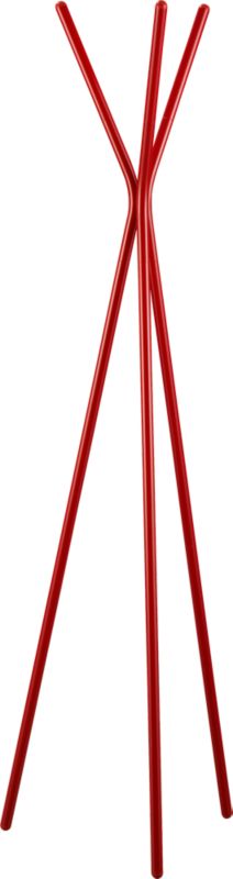 3 prong red coat rack. 21.25"dia.x69.25"H