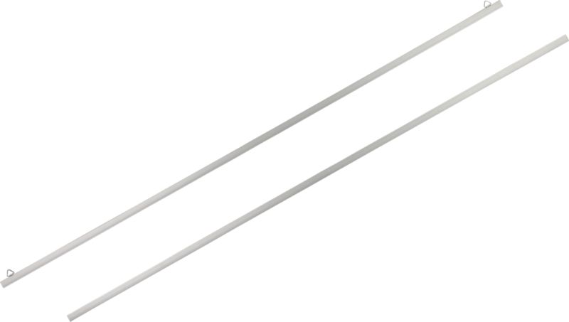 hanging rails and hardware. includes two 39.25" rails, two bolts, eight set screws, two wall brackets, two wall screws, two plastic anchors and two metal backings. 39.25"Wx.5"D