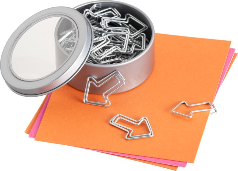 arrow paperclips in magnetic tin set of 50