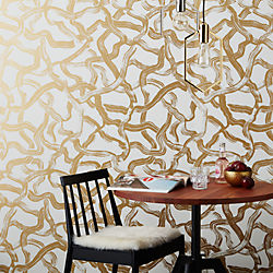 aurora gold and ivory brushstroke traditional paste wallpaper