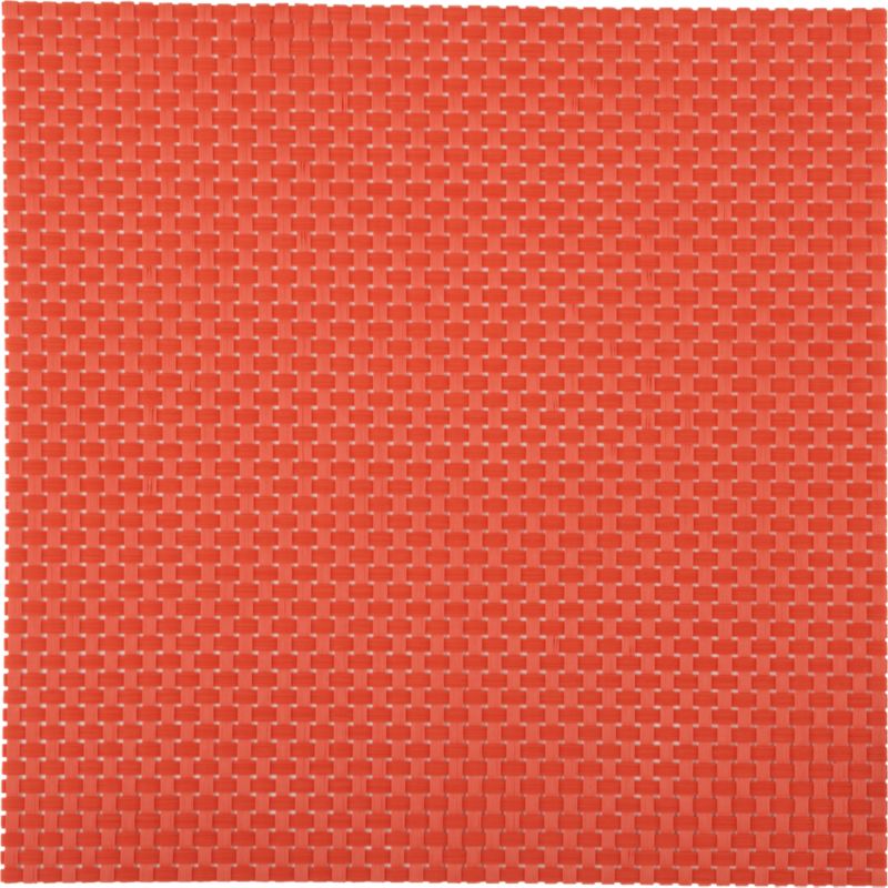 basketweave hot orange placemat. 13.5" sq.