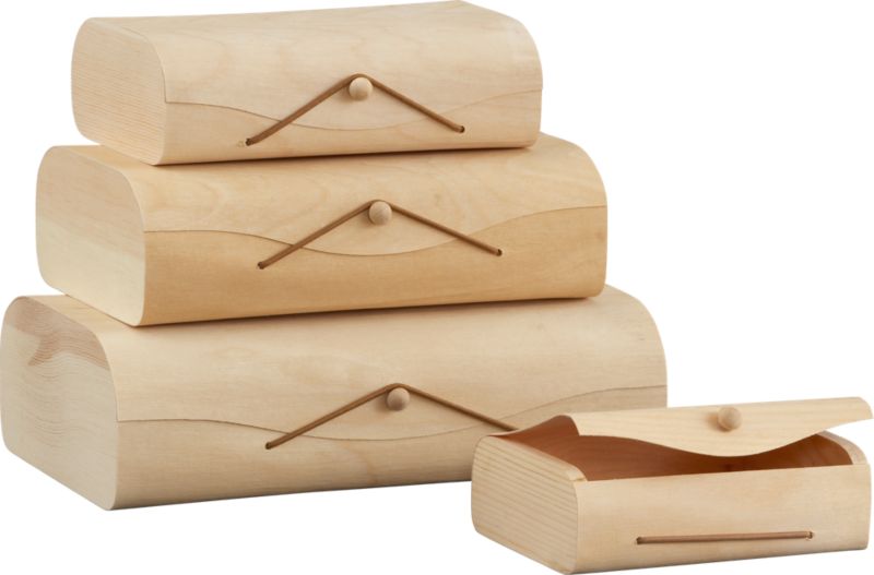 birch storage boxes set of four
