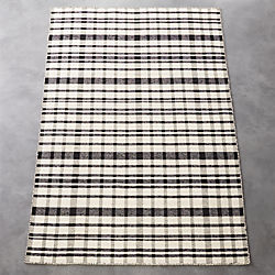 black and white check rug