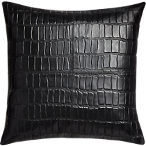 black leather croco 16" pillow