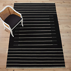 black with white stripe rug