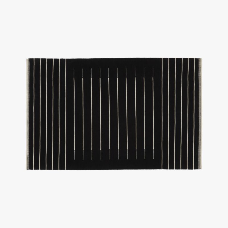 black with white stripe rug 6'x9' CB2