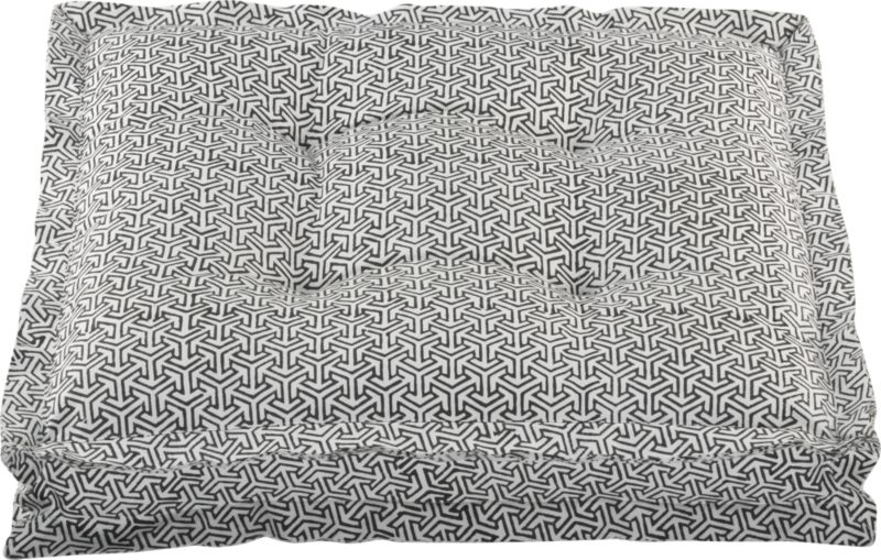 block print black and white floor pillow