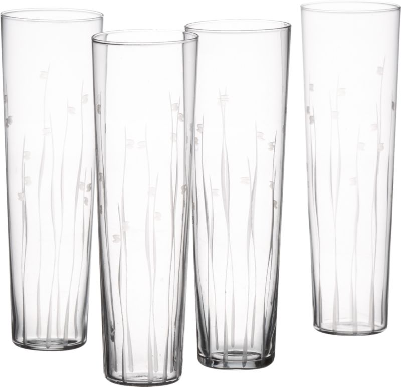 bloom etched stemless flutes set of four