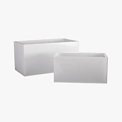 blox rectangular galvanized high-gloss white planters