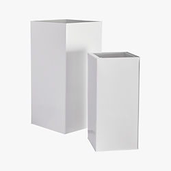 blox tall galvanized high-gloss white planters