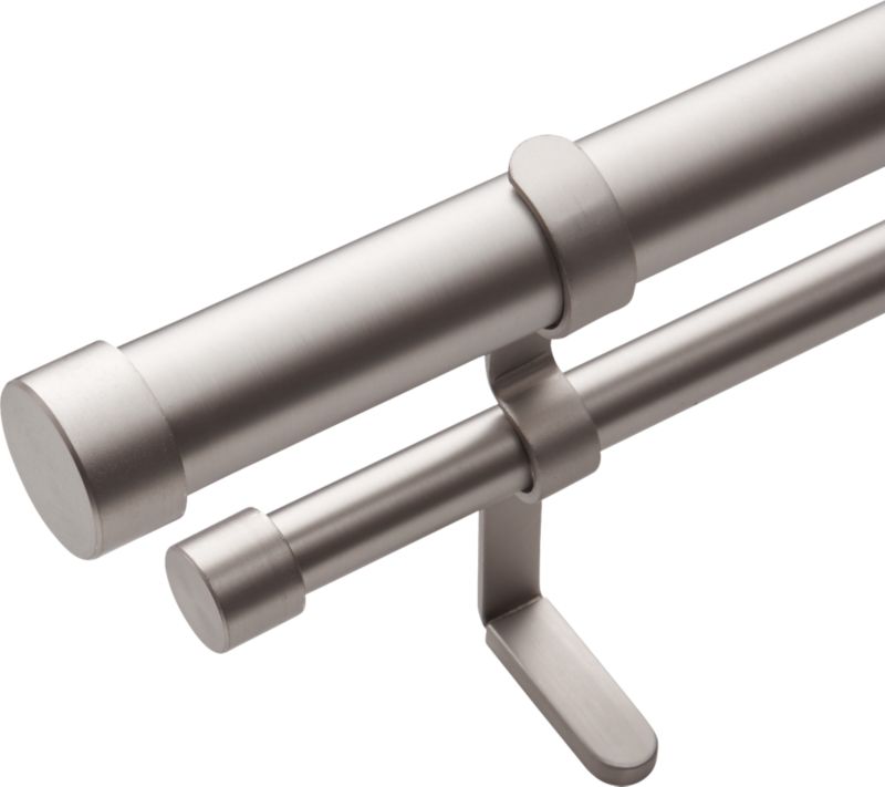 brushed aluminum double rod curtain rod set CB2