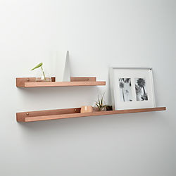 brushed copper wall shelves