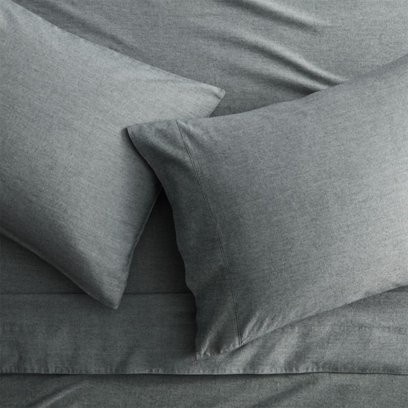 brushed flannel blackwhite queen sheet set CB2