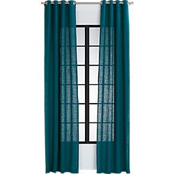 burlap blue-green curtain panel