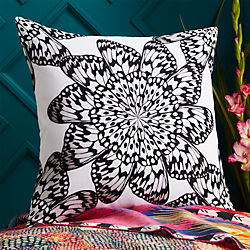 butterfly wheel black and white 20" pillow