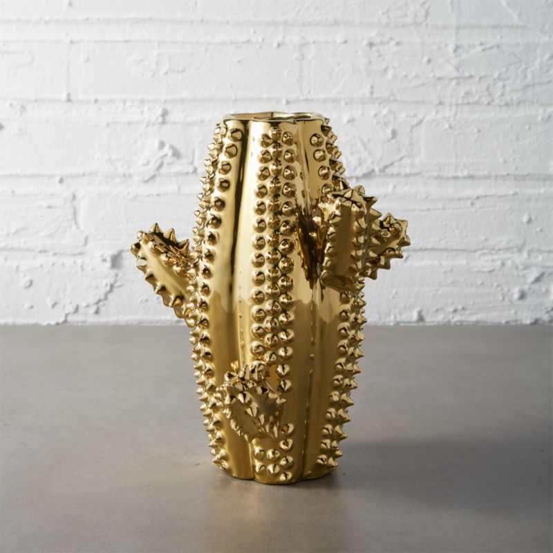 gold cactus vase CB2