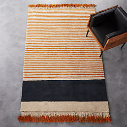 camel pinstripe rug