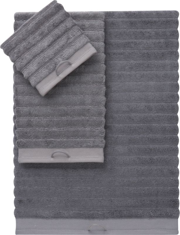 rayon bamboo channel grey bath towels