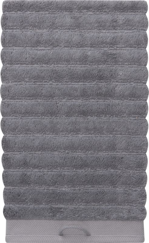 rayon bamboo channel grey hand towel. 16"x28"