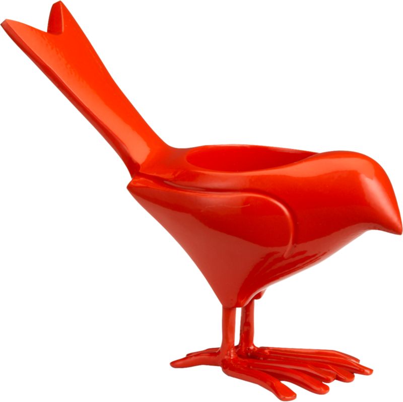 orange chick candleholder. 5.5"Wx2"Dx3.5"H