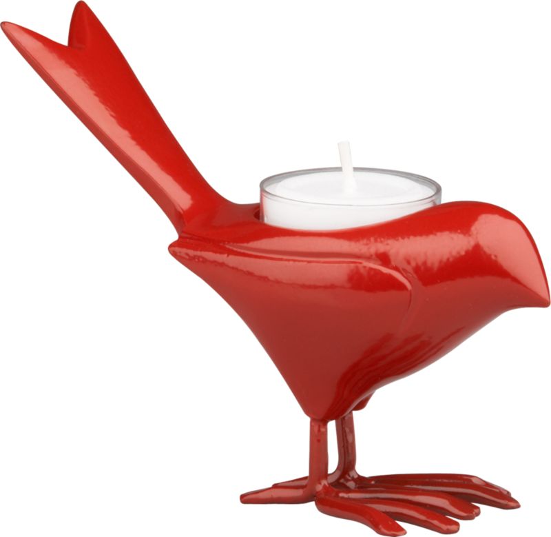 red chick candleholder