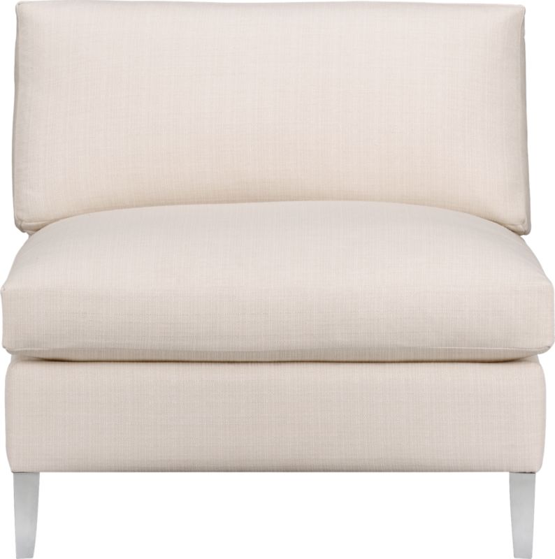 armless chair in ivory. overall: 31"Wx36"Dx30"Hseat: 17"H