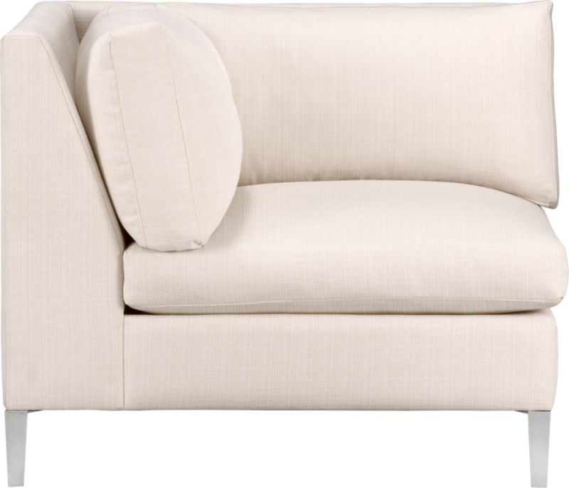 corner chair in ivory. overall: 36"Wx36"Dx30"Hseat: 17"H