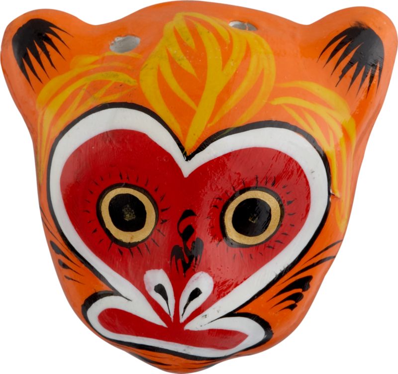 clay monkey mask ornament