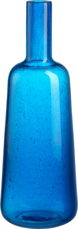 colour glass blue vase. 5.25"dia.x15"H