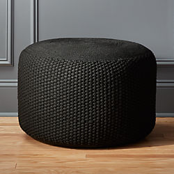 criss knit black pouf