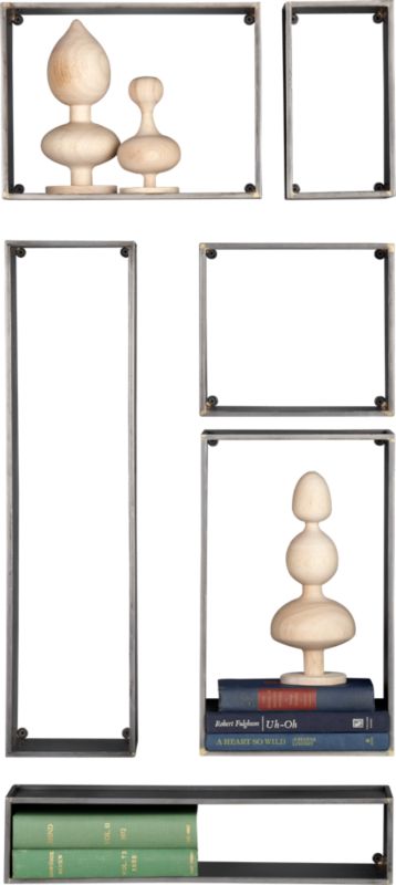 6-piece cubist modular wall shelf set