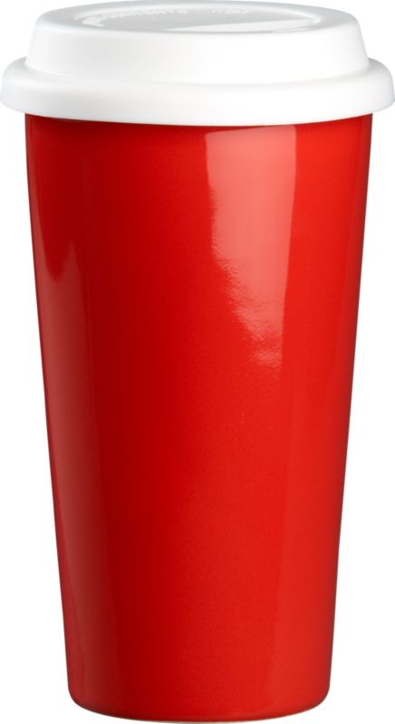 red cup. 14 oz.; 3.75"dia.x6.75"H