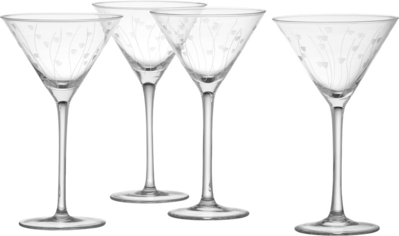 bloom etched martinis set of four