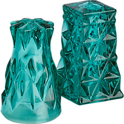 eureka green glass salt and pepper shaker set