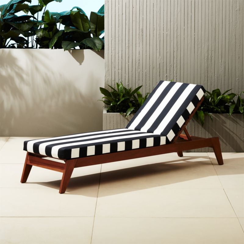 filaki lounger with black and white stripe cushion | CB2