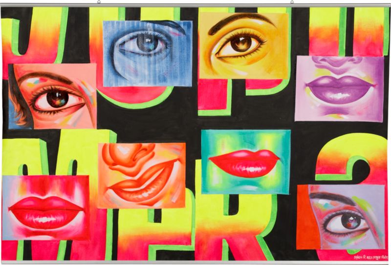 fluorescent eyes and lips painting