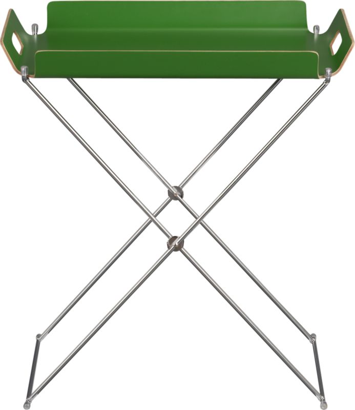 formosa clover tray table. 21.5"Wx15.5"Dx2.5"H tray; 18"Wx14"Dx22"H stand