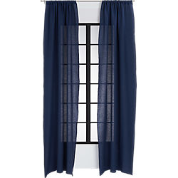 navy linen curtain panel