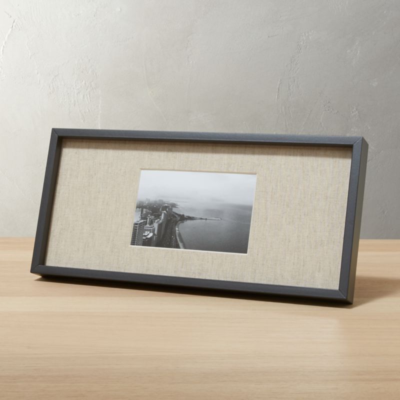 gallery carbon 4x6 picture frame with linen mat. CB2