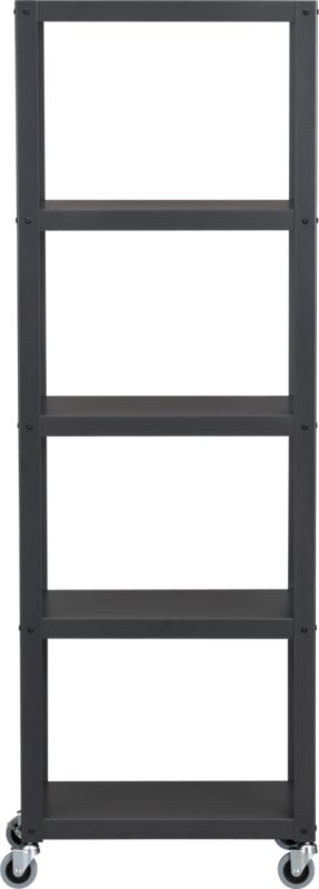 go-cart carbon grey five-shelf bookcase. 24"Wx14"Dx72"H