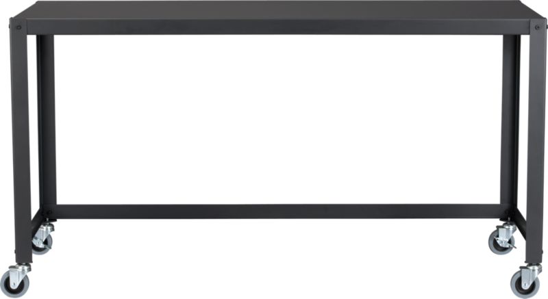 go-cart carbon grey console table. 55"Wx21"Dx29.5"H