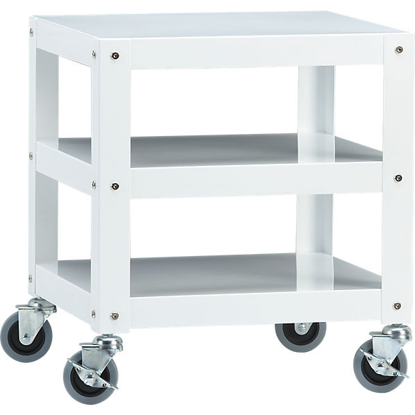 go cart white rolling table in office furniture  CB2