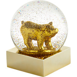 gold pig snowglobe