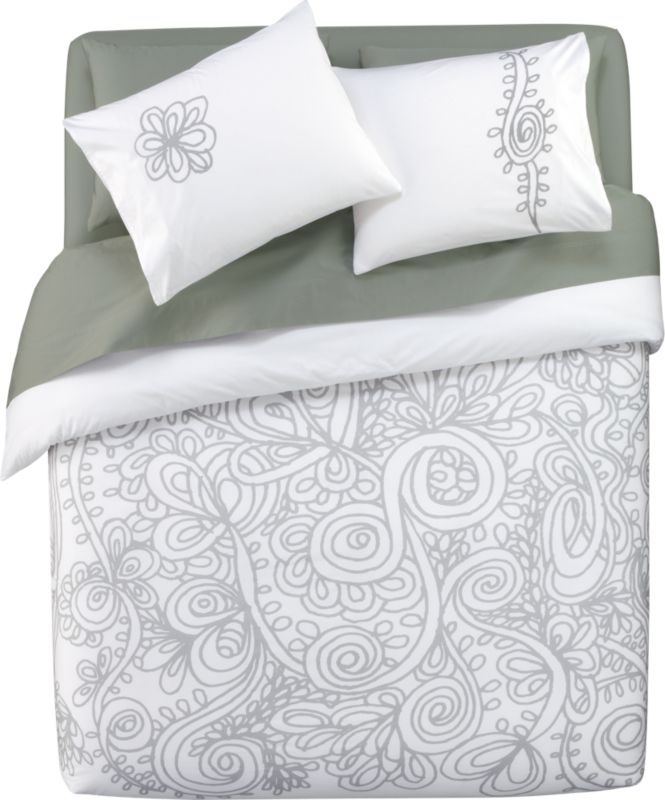 grey vines bed linens