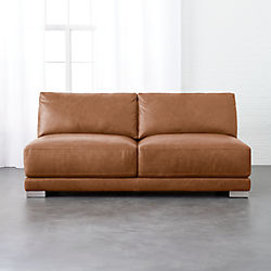 gybson brown leather loveseat