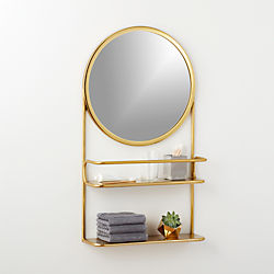half court brass shelf with mirror