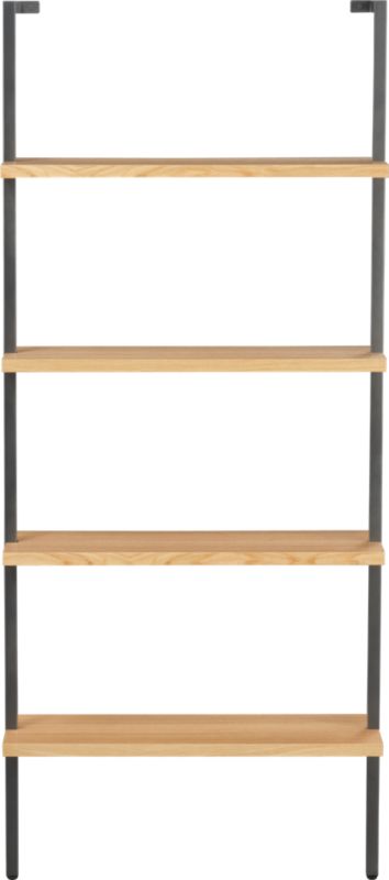 helix white oak 70" wall mounted bookcase