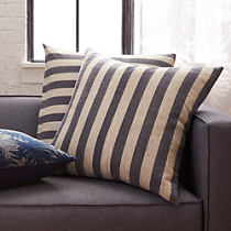 The Hill-Side grey and navy stripes 23" pillow