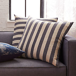 The Hill-Side grey and navy stripes 23" pillow