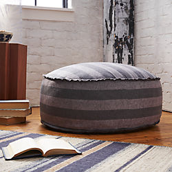 The Hill-Side grey and navy stripes pouf